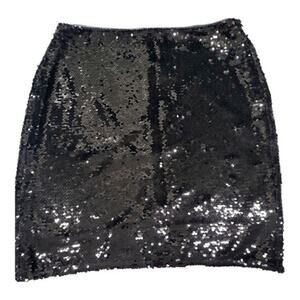 NWT Andrew Marc Black Sequined Skirt